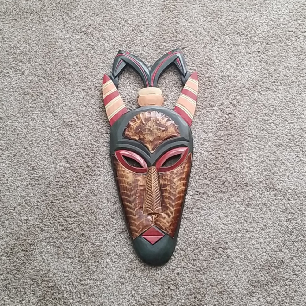 African Wooden Tribal Mask Wall Decor